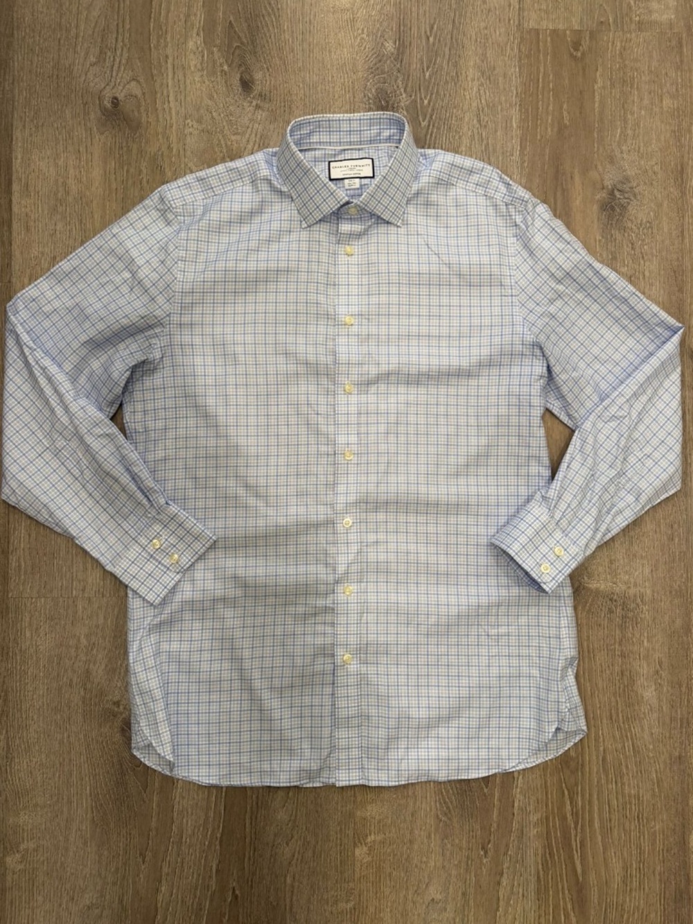 Charles Tyrwhitt Slim Fit Egyptian Cotton Dress Shirt Blue Check 16.5/35